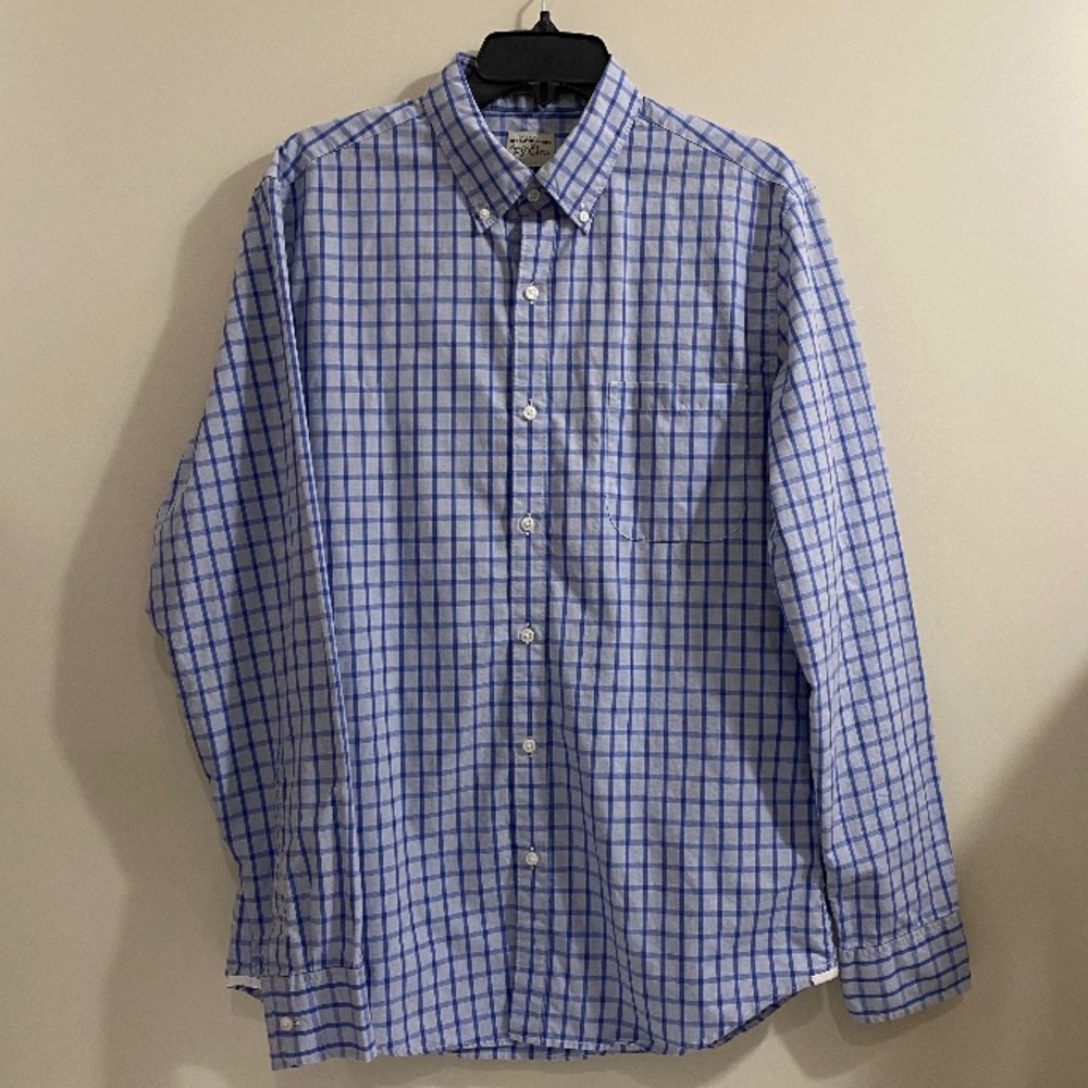 J Crew Blue Checkered Button Down Shirt Size M